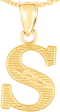 Load image into Gallery viewer, 10k Yellow Gold 0.45&quot; Personalized Lighting Alphabet Letter A - Z Initial Charm Pendant with optional Extendable Chain Necklace
