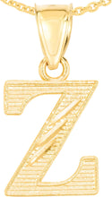 Load image into Gallery viewer, 10k Yellow Gold 0.45&quot; Personalized Lighting Alphabet Letter A - Z Initial Charm Pendant with optional Extendable Chain Necklace
