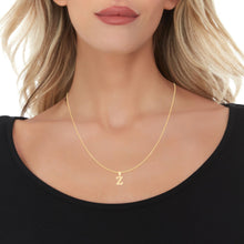Load image into Gallery viewer, 10k Yellow Gold 0.45&quot; Personalized Lighting Alphabet Letter A - Z Initial Charm Pendant with optional Extendable Chain Necklace
