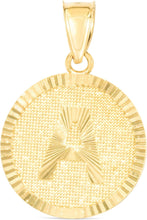 Load image into Gallery viewer, 10k Yellow Gold 0.63" Personalized Medallion Alphabet Letter A - Z Initial Charm Pendant with optional Extendable Chain Necklace
