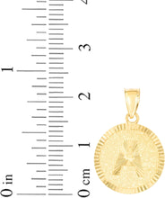 Load image into Gallery viewer, 10k Yellow Gold 0.63" Personalized Medallion Alphabet Letter A - Z Initial Charm Pendant with optional Extendable Chain Necklace
