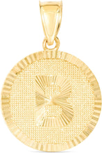 Load image into Gallery viewer, 10k Yellow Gold 0.63" Personalized Medallion Alphabet Letter A - Z Initial Charm Pendant with optional Extendable Chain Necklace
