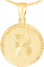 Load image into Gallery viewer, 10k Yellow Gold 0.63" Personalized Medallion Alphabet Letter A - Z Initial Charm Pendant with optional Extendable Chain Necklace
