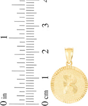 Load image into Gallery viewer, 10k Yellow Gold 0.63" Personalized Medallion Alphabet Letter A - Z Initial Charm Pendant with optional Extendable Chain Necklace

