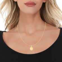 Load image into Gallery viewer, 10k Yellow Gold 0.63" Personalized Medallion Alphabet Letter A - Z Initial Charm Pendant with optional Extendable Chain Necklace
