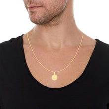 Load image into Gallery viewer, 10k Yellow Gold 0.63" Personalized Medallion Alphabet Letter A - Z Initial Charm Pendant with optional Extendable Chain Necklace
