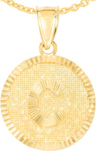Load image into Gallery viewer, 10k Yellow Gold 0.63" Personalized Medallion Alphabet Letter A - Z Initial Charm Pendant with optional Extendable Chain Necklace
