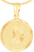 Load image into Gallery viewer, 10k Yellow Gold 0.63&quot; Personalized Medallion Alphabet Letter A - Z Initial Charm Pendant with optional Extendable Chain Necklace
