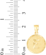 Load image into Gallery viewer, 10k Yellow Gold 0.63" Personalized Medallion Alphabet Letter A - Z Initial Charm Pendant with optional Extendable Chain Necklace
