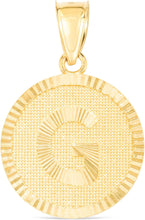 Load image into Gallery viewer, 10k Yellow Gold 0.63" Personalized Medallion Alphabet Letter A - Z Initial Charm Pendant with optional Extendable Chain Necklace
