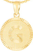Load image into Gallery viewer, 10k Yellow Gold 0.63" Personalized Medallion Alphabet Letter A - Z Initial Charm Pendant with optional Extendable Chain Necklace
