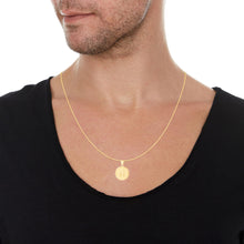 Load image into Gallery viewer, 10k Yellow Gold 0.63" Personalized Medallion Alphabet Letter A - Z Initial Charm Pendant with optional Extendable Chain Necklace
