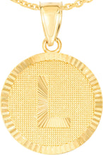 Load image into Gallery viewer, 10k Yellow Gold 0.63&quot; Personalized Medallion Alphabet Letter A - Z Initial Charm Pendant with optional Extendable Chain Necklace
