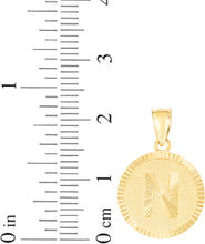 Load image into Gallery viewer, 10k Yellow Gold 0.63&quot; Personalized Medallion Alphabet Letter A - Z Initial Charm Pendant with optional Extendable Chain Necklace
