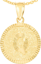 Load image into Gallery viewer, 10k Yellow Gold 0.63&quot; Personalized Medallion Alphabet Letter A - Z Initial Charm Pendant with optional Extendable Chain Necklace
