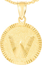Load image into Gallery viewer, 10k Yellow Gold 0.63&quot; Personalized Medallion Alphabet Letter A - Z Initial Charm Pendant with optional Extendable Chain Necklace
