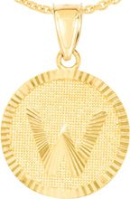 Load image into Gallery viewer, 10k Yellow Gold 0.63" Personalized Medallion Alphabet Letter A - Z Initial Charm Pendant with optional Extendable Chain Necklace
