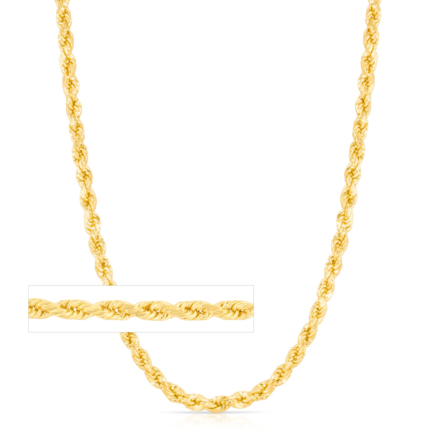 10k Yellow Gold 6mm Diamond Cut Lite Rope Chain Necklace