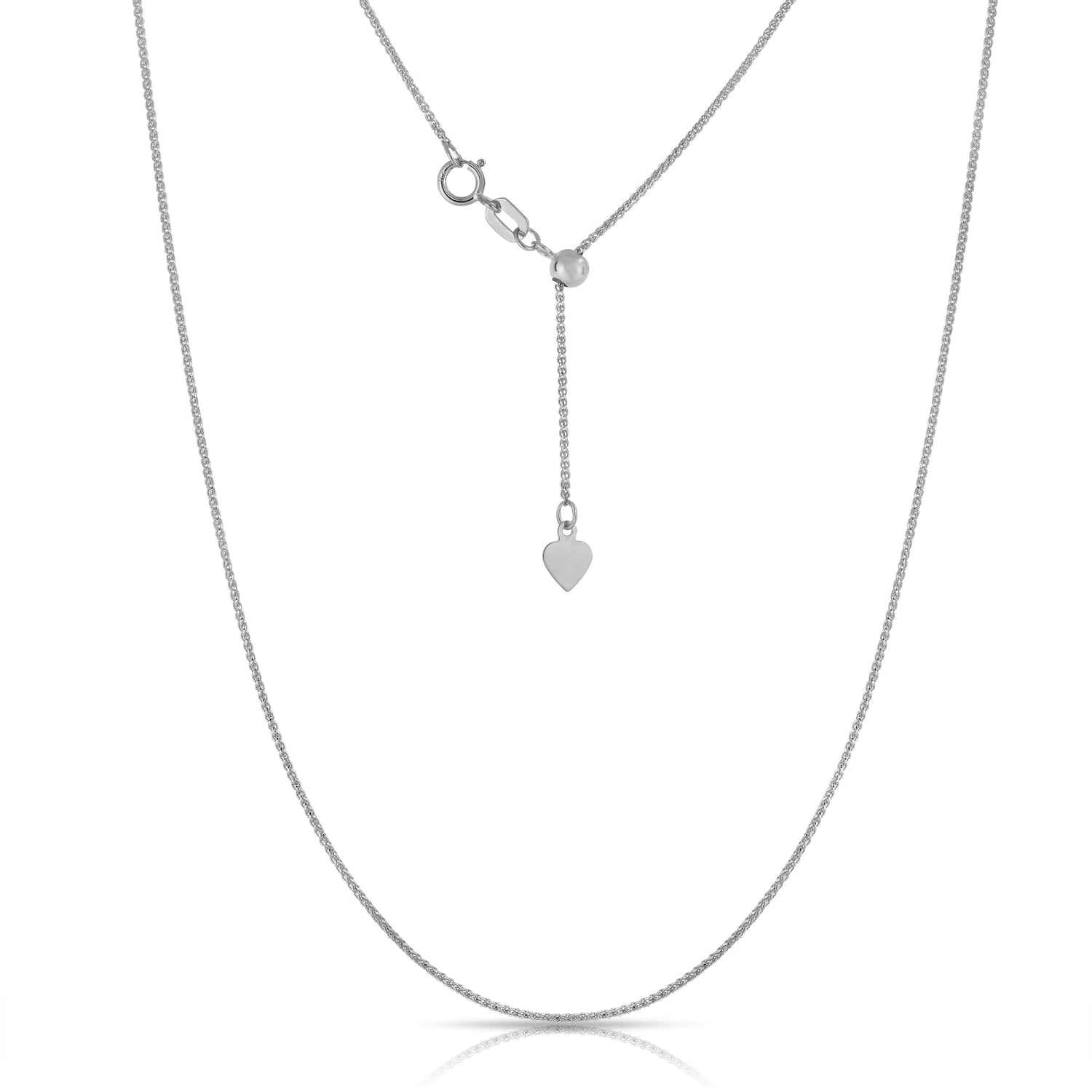 Floreo 10k Yellow Gold or White Gold Adjustable Wheat Chain Necklace, 22 Inch