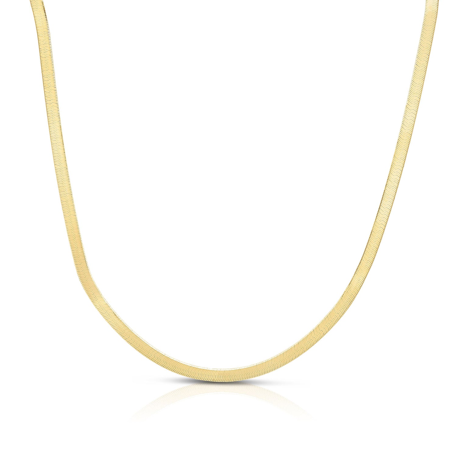 10k Yellow Gold Super Flexible Silky Herringbone Chain Necklace 0.12 Inch, 3mm
