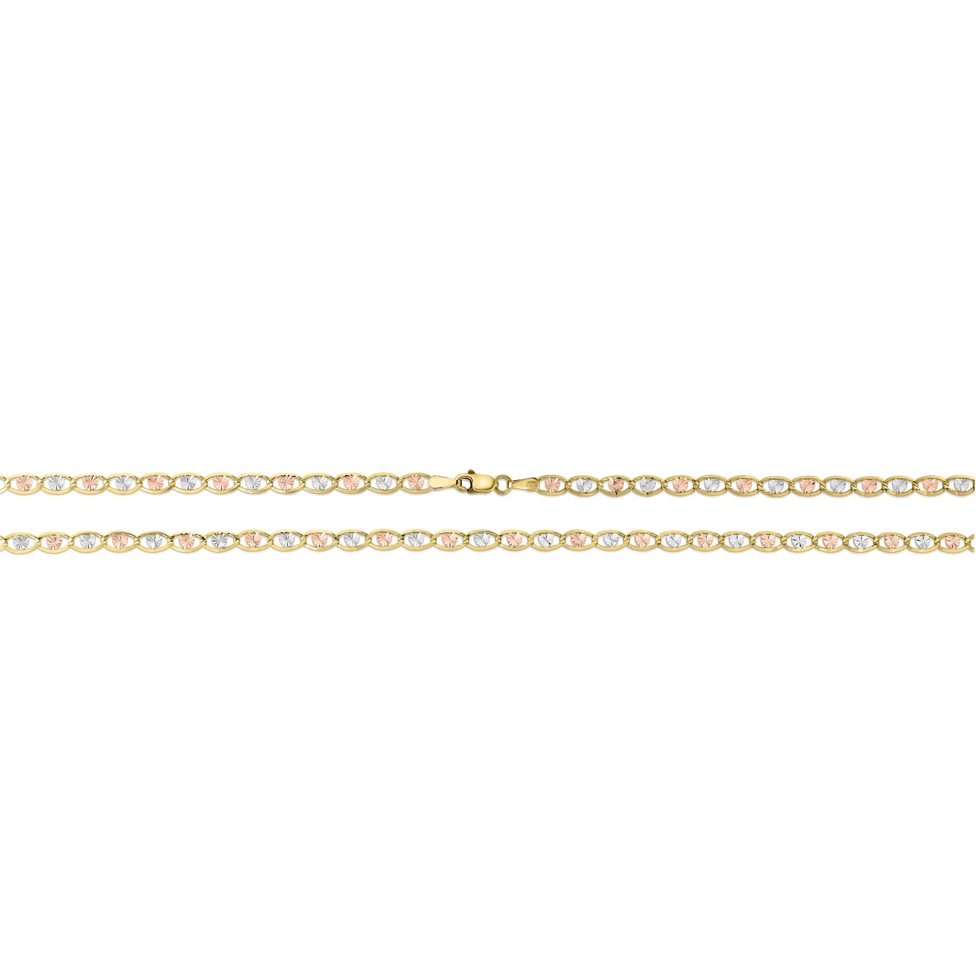アクセサリーその他 VALENTINO Triple Coeur  bracelet Floreo 10k Tri-Color Gold 3.5mm Valentino Heart Link Chain