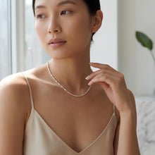 Load image into Gallery viewer, 14k White Gold Diamond Cut Bar &amp; Bead Chain Necklace
