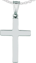 Load image into Gallery viewer, 14k White Gold 1.4" Classic Square Edged Cross Charm Pendant with optional Adjustable Chain Necklace
