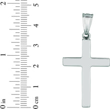 Load image into Gallery viewer, 14k White Gold 1.4" Classic Square Edged Cross Charm Pendant with optional Adjustable Chain Necklace
