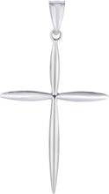 Load image into Gallery viewer, 14k Yellow Gold 1.2" or White Gold 0.6" Classic Tapered Cross Charm Pendant with optional Adjustable Chain Necklace
