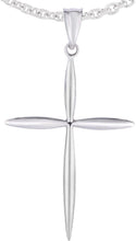 Load image into Gallery viewer, 14k Yellow Gold 1.2" or White Gold 0.6" Classic Tapered Cross Charm Pendant with optional Adjustable Chain Necklace

