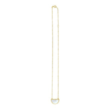 Load image into Gallery viewer, 14k Yellow Gold Onyx Malachite Mother of Pearl Half Moon Circle Solid Beaded Chain Necklace
