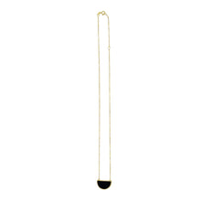 Load image into Gallery viewer, 14k Yellow Gold Onyx Malachite Mother of Pearl Half Moon Circle Solid Beaded Chain Necklace
