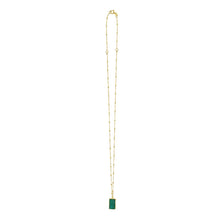 Load image into Gallery viewer, 14k Yellow Gold Onyx Malachite Mother of Pearl Rectangle Square Solid Beaded Chain Necklace
