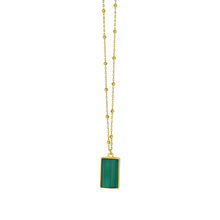 Load image into Gallery viewer, 14k Yellow Gold Onyx Malachite Mother of Pearl Rectangle Square Solid Beaded Chain Necklace
