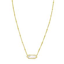 Load image into Gallery viewer, 14k Yellow Gold Malachite Mother of Pearl Onyx Malchite- Hexagon Solid Beaded Chain Necklace
