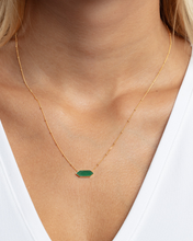 Load image into Gallery viewer, 14k Yellow Gold Malachite Mother of Pearl Onyx Malchite- Hexagon Solid Beaded Chain Necklace
