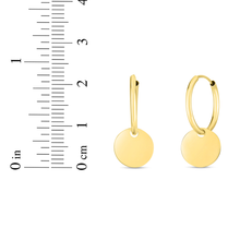 Load image into Gallery viewer, 14k Yellow Gold 22mm Dangle Circle Huggie Earrings
