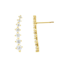 Load image into Gallery viewer, 14k Yellow Gold 18.4mm Graduated CZ Ear Climber Earrings
