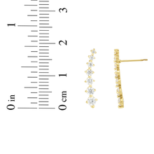 Load image into Gallery viewer, 14k Yellow Gold 18.4mm Graduated CZ Ear Climber Earrings

