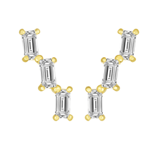 Load image into Gallery viewer, 14k Yellow Gold 12.5mm Baguette Ear Climber Earrings
