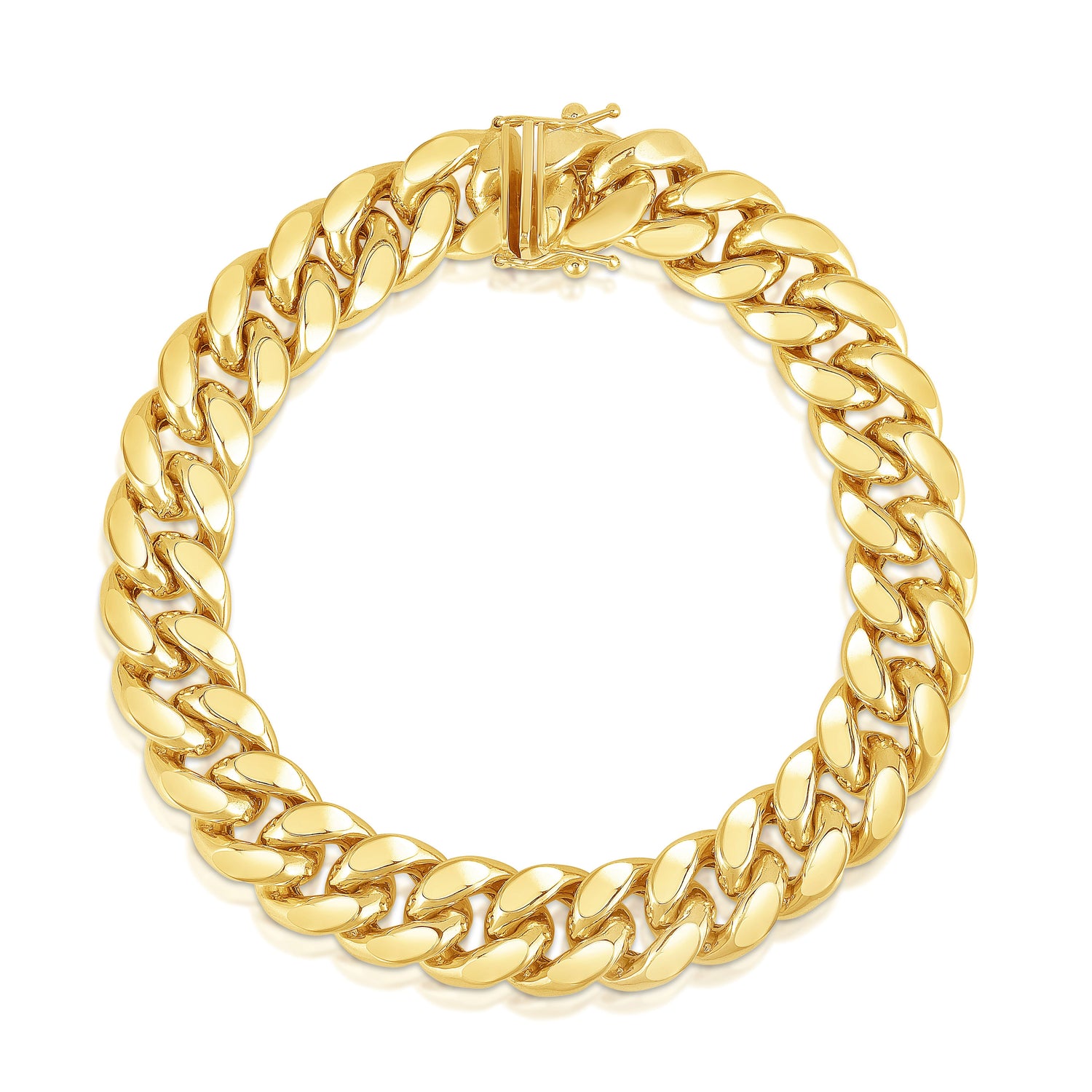10k Yellow Gold 11.2mm Semi-Lite Miami Cuban Chain Bracelet