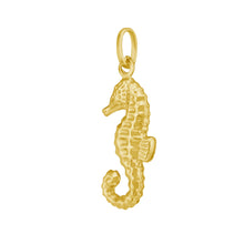 Load image into Gallery viewer, 14k Yellow Gold 31.6mm Polished Seahorse with Optional Chain Pendant Charm
