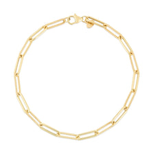 Load image into Gallery viewer, 14k Yellow Gold 3.5mm Textured Beaded Paperclip Chain Bracelet
