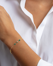Load image into Gallery viewer, 14k Yellow Gold Onyx Turquoise Hexagon &amp; Mother of Pearl Inlay Links Bracelet Solid Beaded Chain Bracelet
