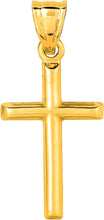 Load image into Gallery viewer, 14k Yellow Gold or White Gold 0.8" Classic Cross Charm Pendant with optional Adjustable Chain Necklace
