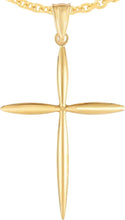 Load image into Gallery viewer, 14k Yellow Gold 1.2" or White Gold 0.6" Classic Tapered Cross Charm Pendant with optional Adjustable Chain Necklace
