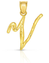 Load image into Gallery viewer, 10K Gold Charm Pendant Necklace Letter A-Z Personalized Alphabet Initial Name
