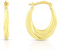 Load image into Gallery viewer, 10k Yellow Gold High Polish and Twisted Wave Swirl Design Hoop Earrings
