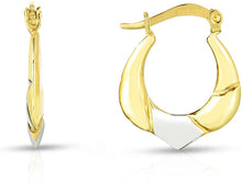Load image into Gallery viewer, 10k Two-Tone Gold Point Edge Hoop Earrings
