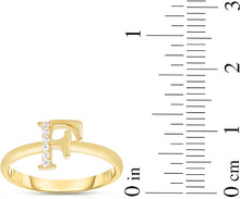 Load image into Gallery viewer, 10k Yellow Gold Personalized Letter A-Z Small Block Alphabet Character CZ Initial Ring
